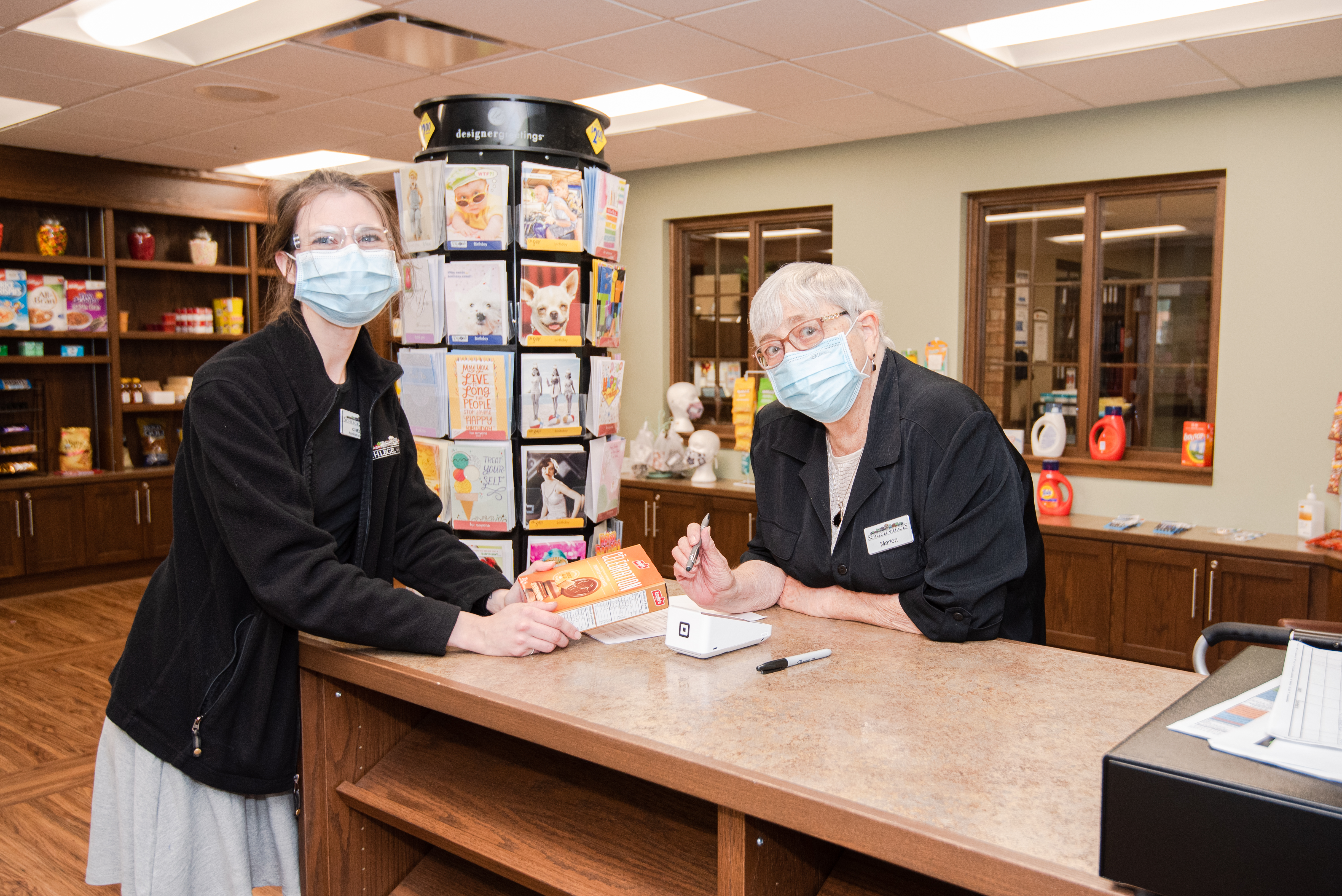 Volunteers working in the Village General Store