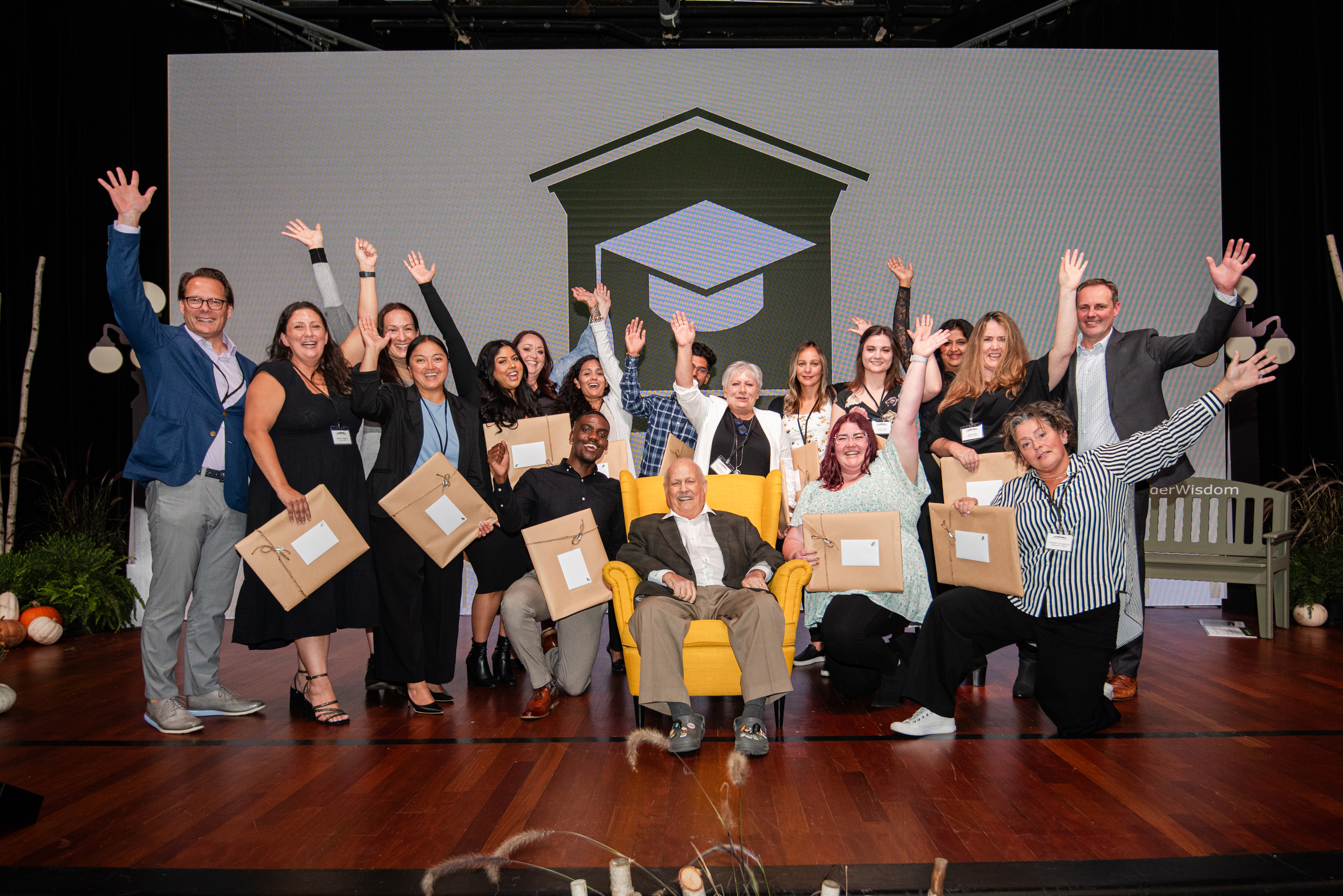 Leadership course graduates with Ron Schlegel