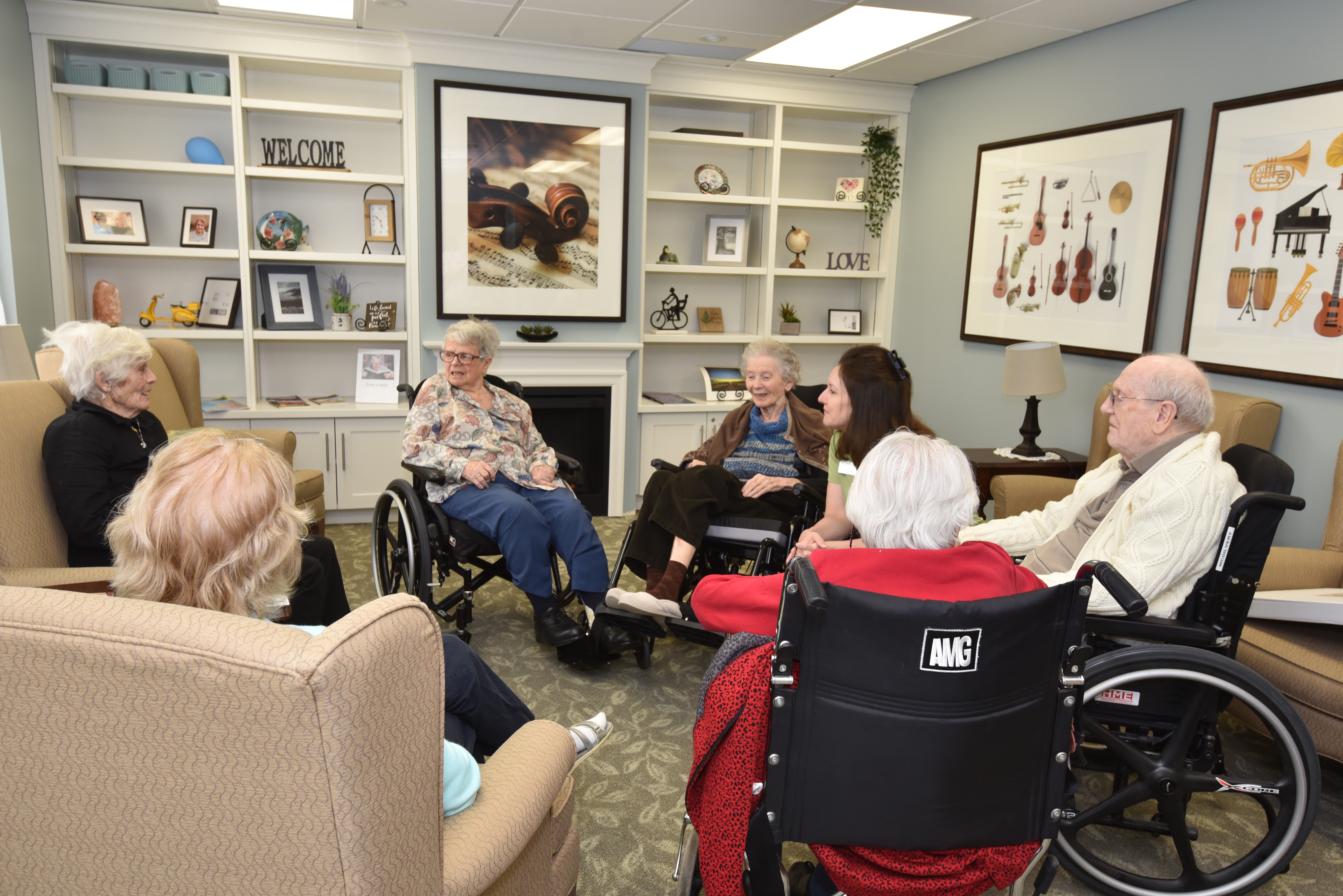 Group of residents gathering in a common space