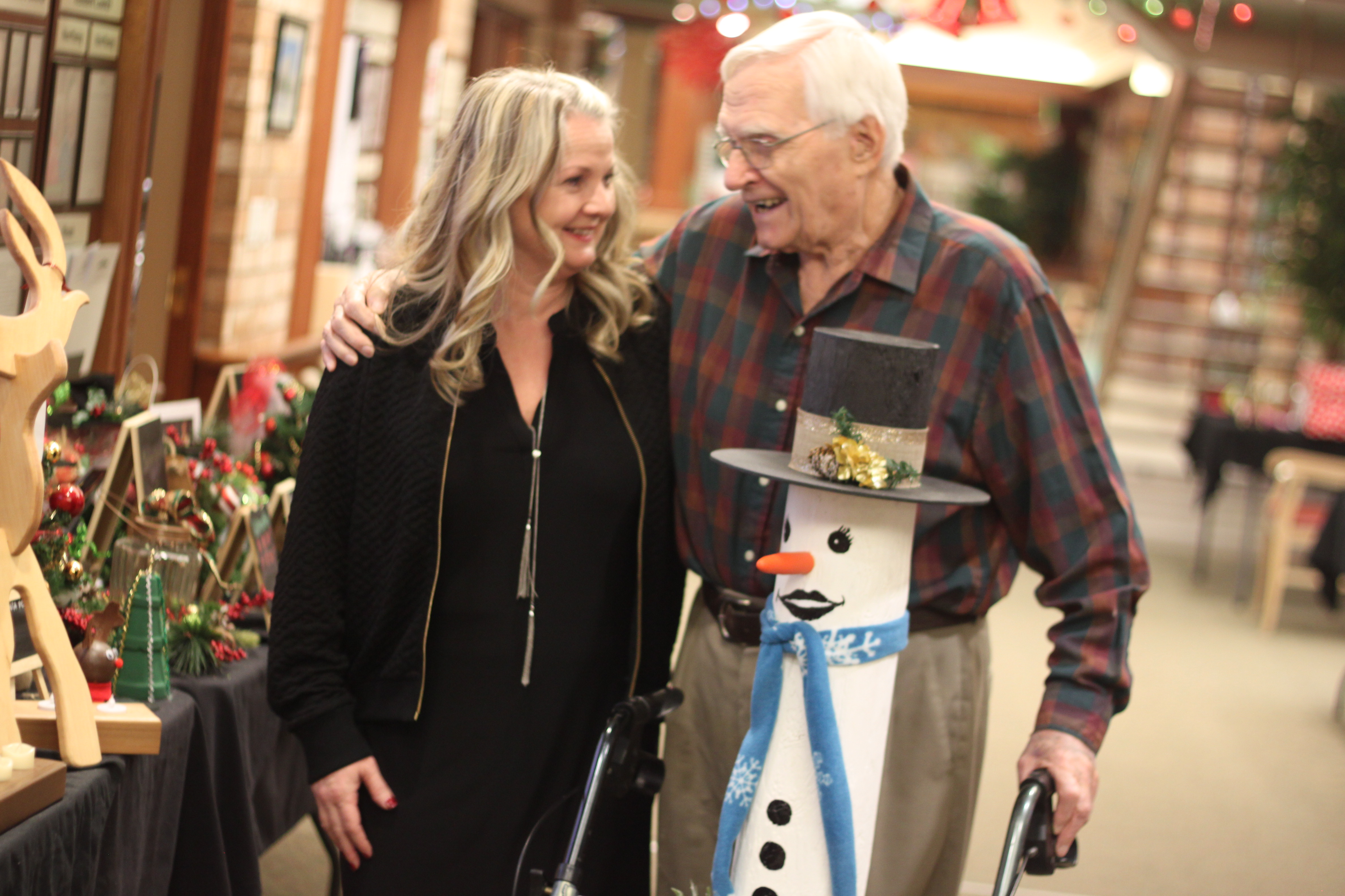 General Manager Joanna Gurd and Harry Halsall, one of Tansley Woods woodworkers who donated a special gift to children at Oakville's Brookdale Public School.