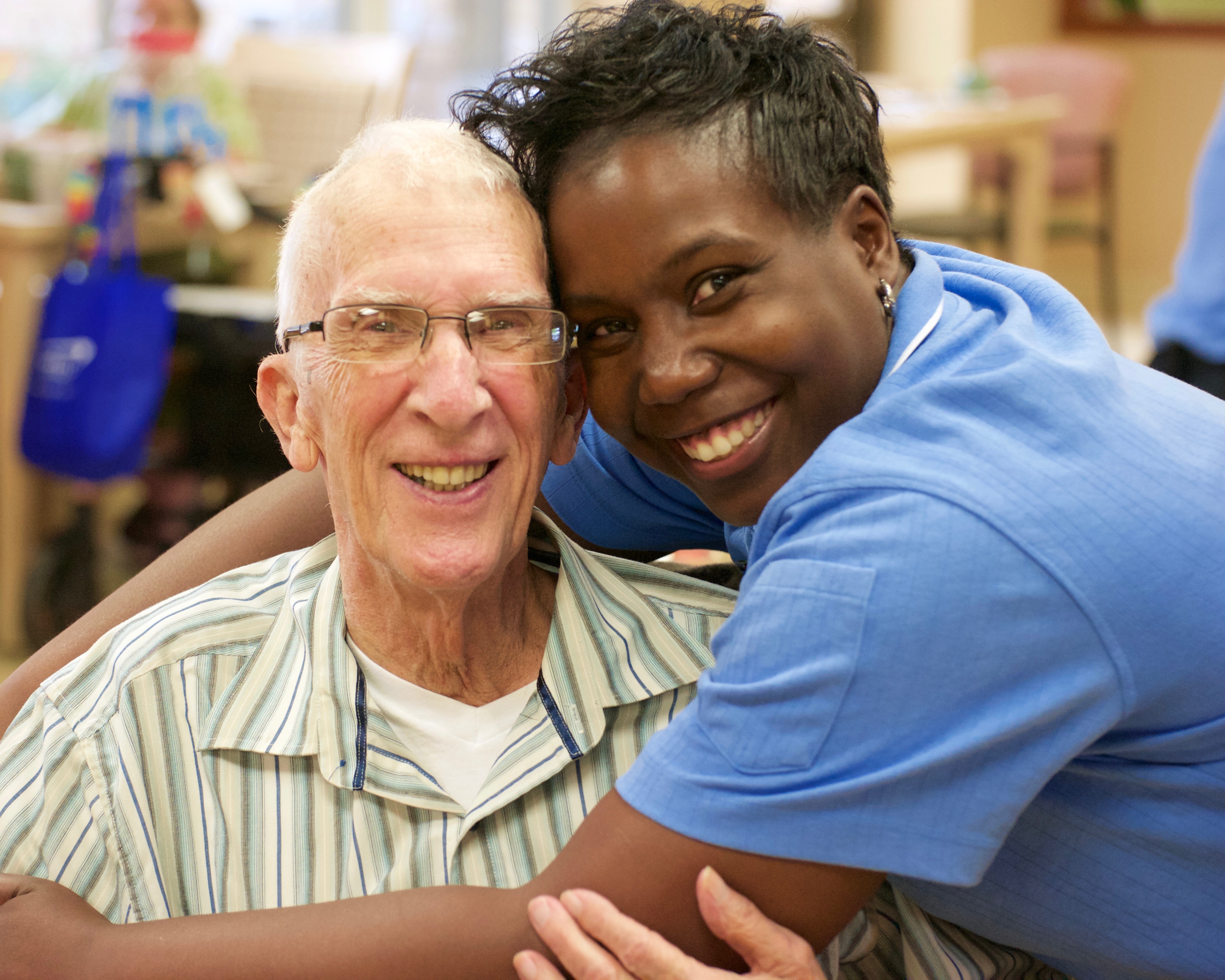 Team member hugging a resident