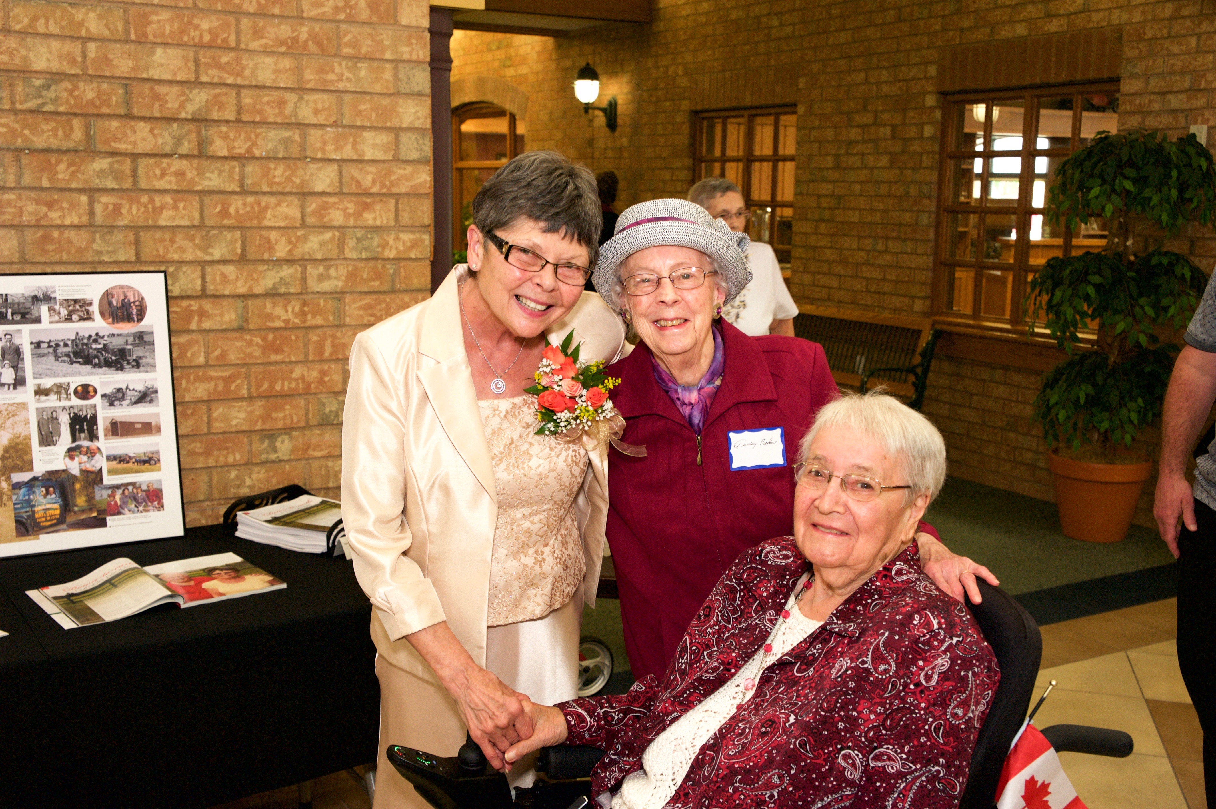 Barb Schlegel visiting with residents