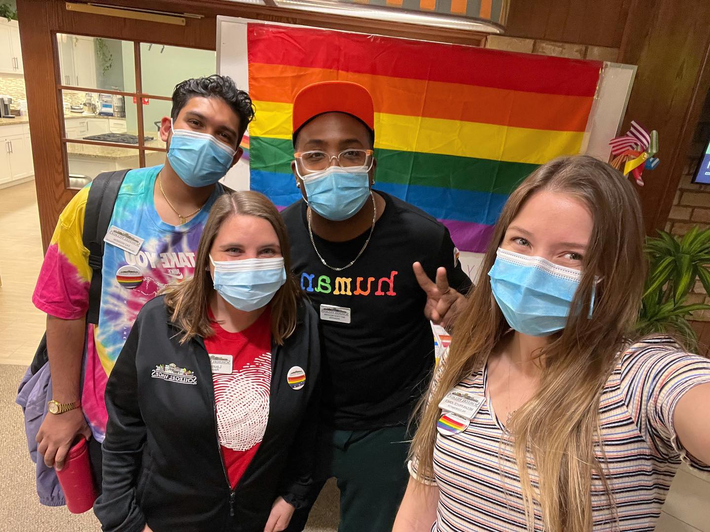 team members at Tansley Woods dressed in pride gear celebrating Pride Day